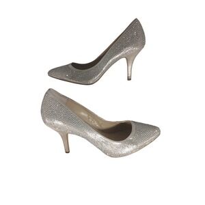 INC International Concepts Zitah Silver Rhinestone Pointed Toe Pumps Mens 9M